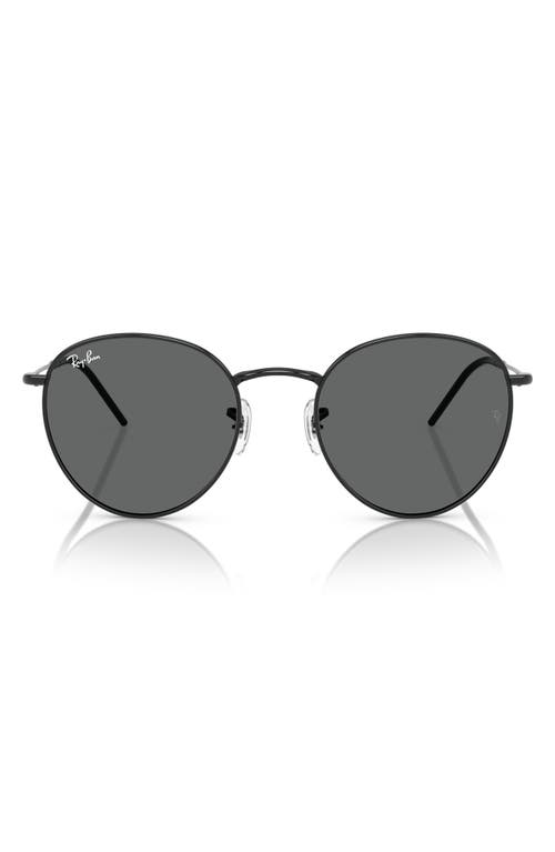 Ray Ban Round Reverse Sunglasses Black Frame Grey Lenses 55-21 In Black