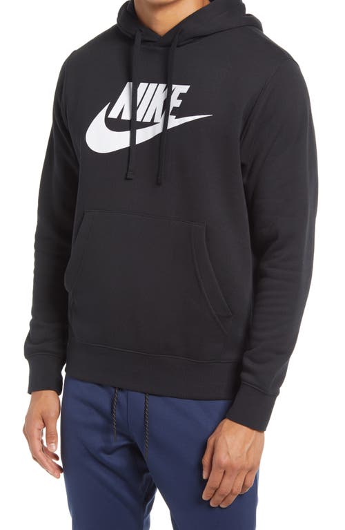 Nike Sportswear Club Fleece Logo Hoodie in Black/White