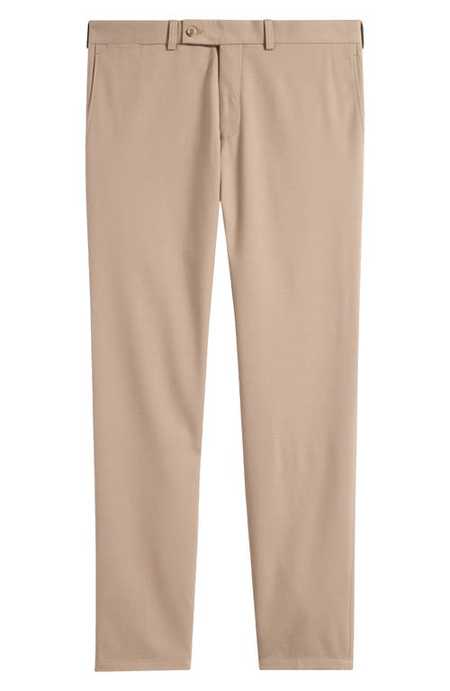 Jack Victor Palmer Flat Front Stretch Cotton & Wool Pants in Tan 