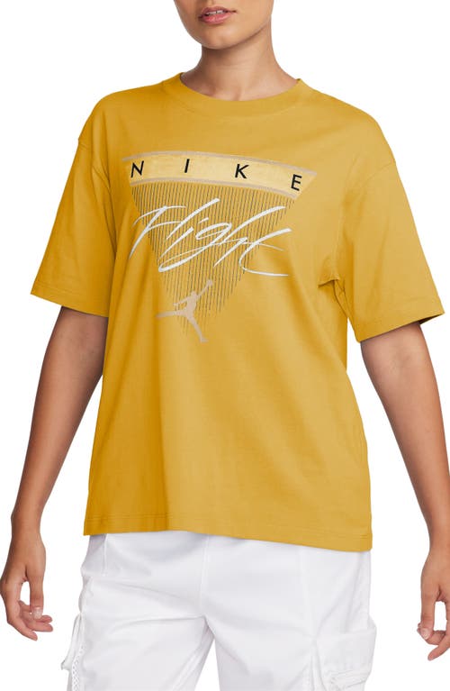 Jordan Flight Heritage Graphic T-shirt In Yellow Ochre/legend Brown
