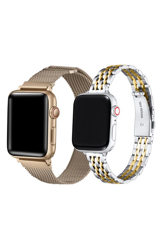 Shop The Posh Tech Assorted 2-pack 38mm Apple Watch® Watchbands In Gold / New Gold