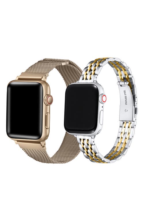 Shop The Posh Tech Assorted 2-pack 42mm Apple Watch® Watchbands In Gold/new Gold