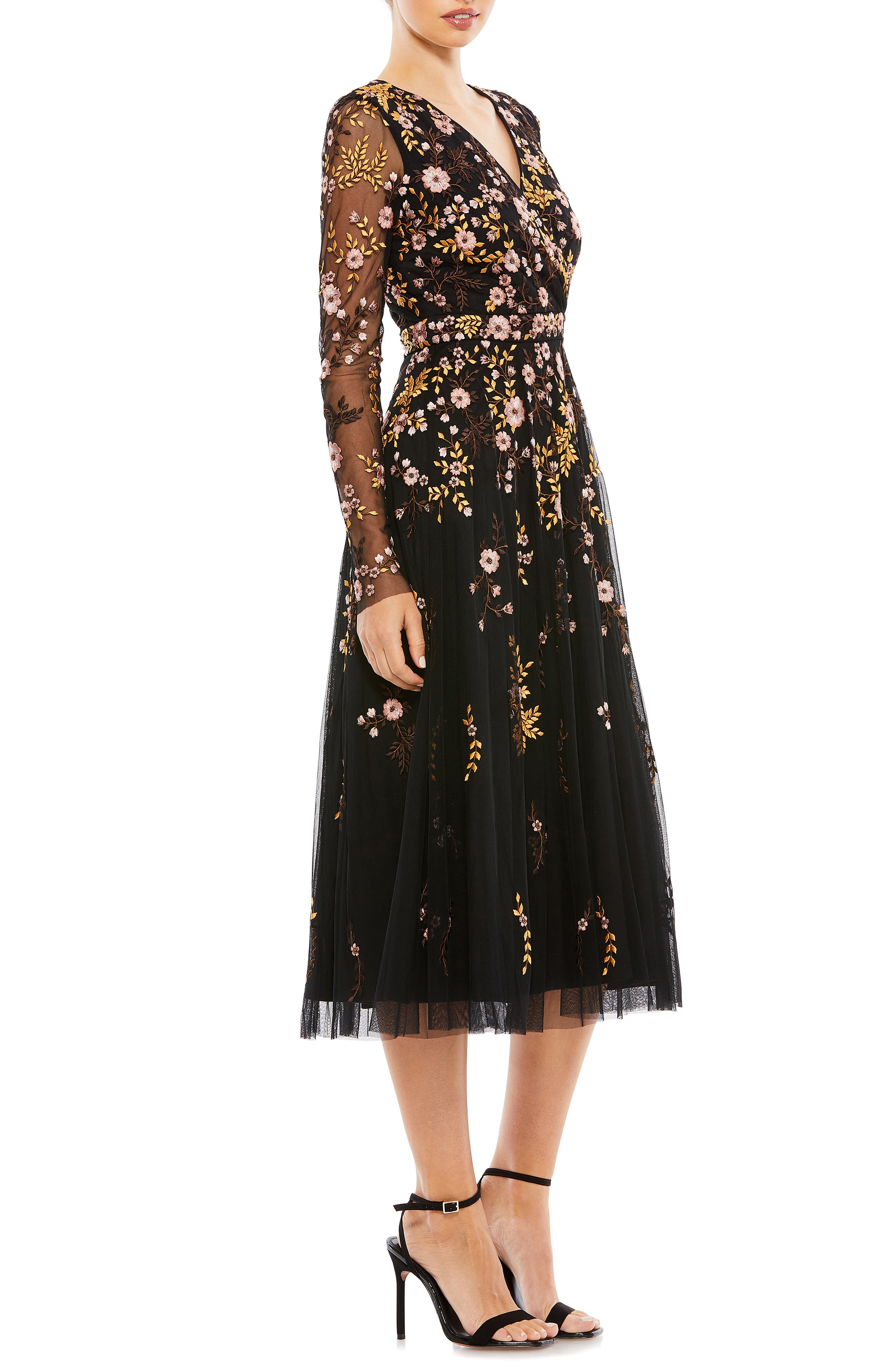 Mac Duggal Illusion Embroidered Midi Dress Nordstrom