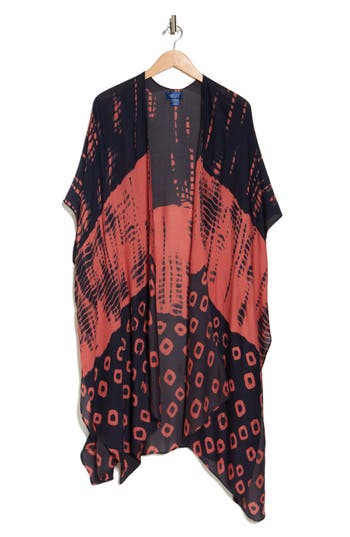 Rachel Roy Print Ruana In Red