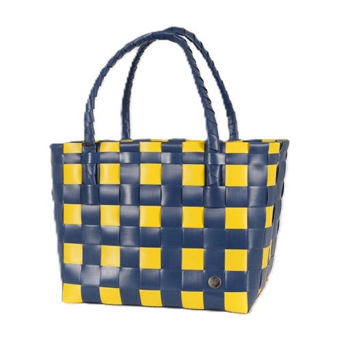 Handed By Paris Spirit Recycled Tote Bags In Blue/maize Classic Weave