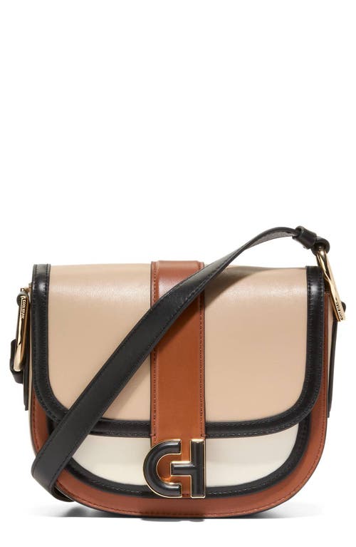 Shop Cole Haan Mini Essential Saddle Bag In Brit Tan/ivory/black