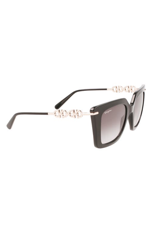 Ferragamo Gancini 51mm Rectangular Sunglasses In Black
