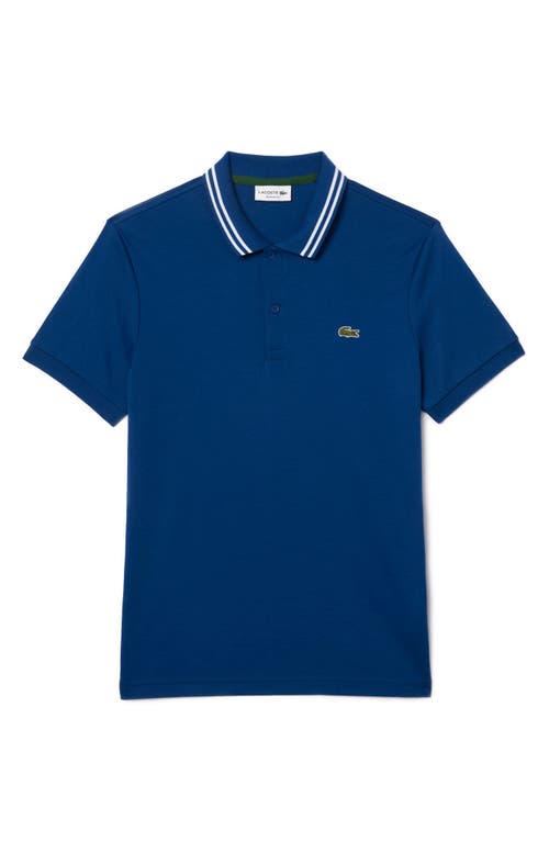 Shop Lacoste Regular Fit Tipped Cotton Polo In Globe