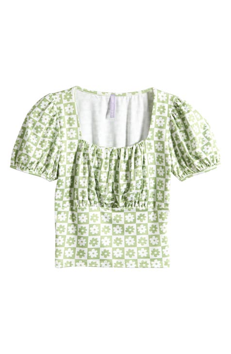 Kids' Floral Puff Sleeve Top (Big Kid)