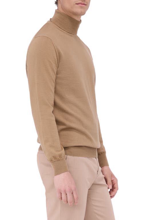 Shop Bugatchi Sawyer Merino Wool Turtleneck Sweater In Camel