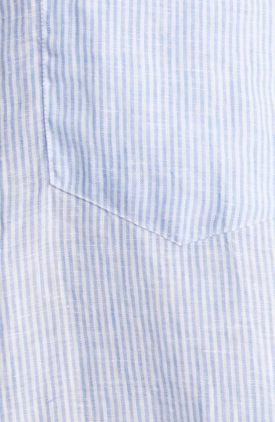 Shop Frank & Eileen Mackenzie Stripe Oversize Linen Button-up Shirt In Blue Stripe Lived In Linen