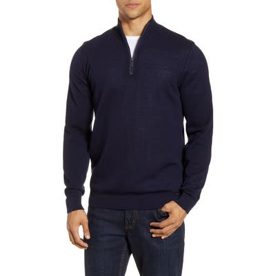 Brax Steffen Quarter Zip Wool Pullover, Blue