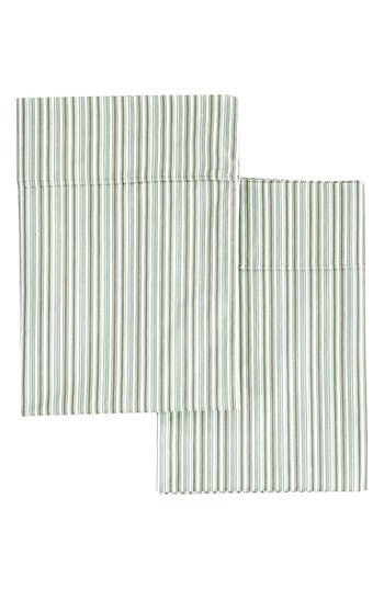 Shop Melange Home Set Of 2 Percale Stripe Cotton Pillowcase In Green