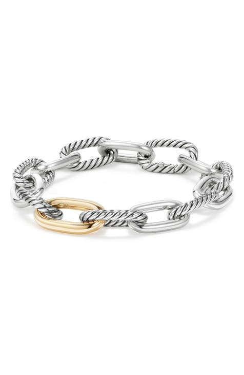 DY Madison Chain in Silver with 18K Gold Bracelet, 11mm