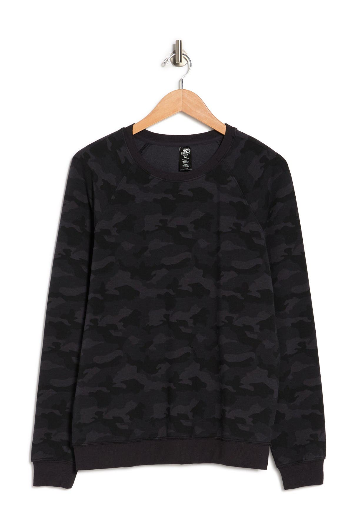 90 Degree By Reflex Terry Brushed Long Sleeve Sweatshirt In P600 Camo Black Combo