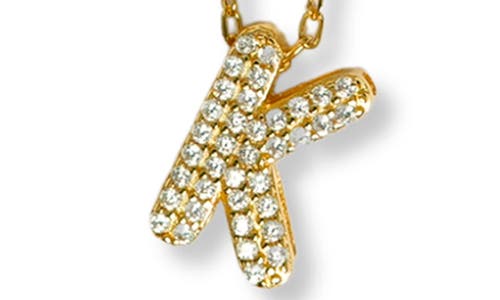 Argento Vivo Sterling Silver Cubic Zirconia Bubble Inital Pendant Necklace In Gold - K