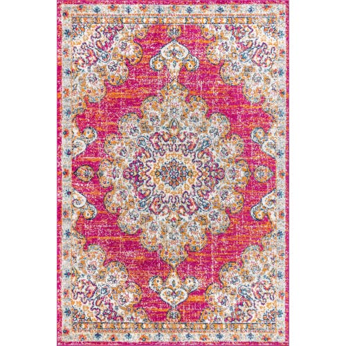 Jonathan Y Bohemian Flair Boho Vintage Medallion Area Rug In Pink/cream