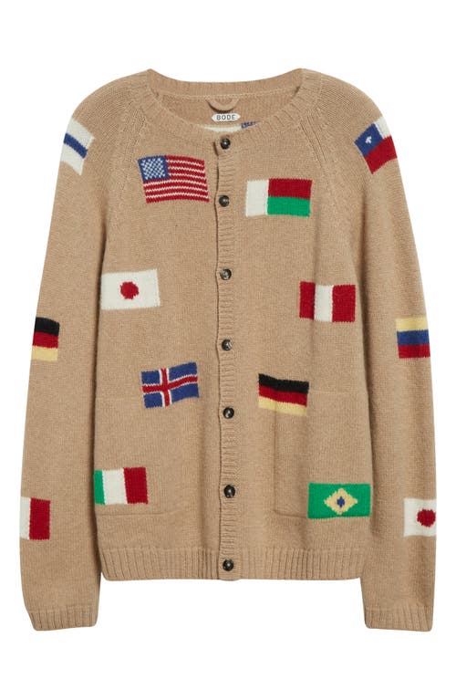 Bode Round-the-world Baby Alpaca And Merino Wool Cardigan In Tan