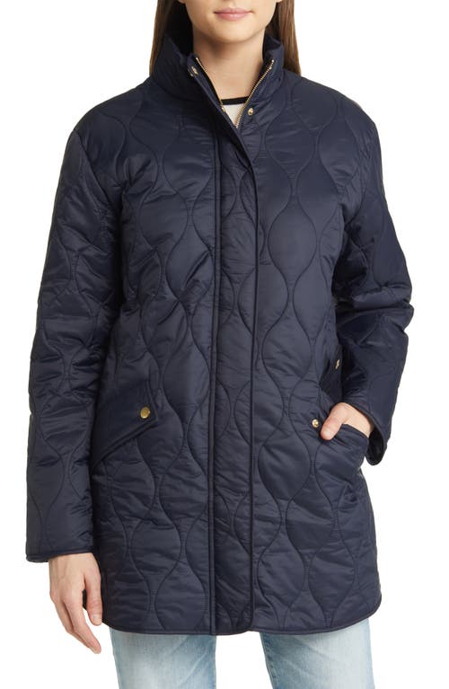 Joules Roseland Longline Quilted Coat in Marine Navy