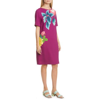 Etro Floral Print Stretch Cady Shift Dress, US / 42 IT - Pink