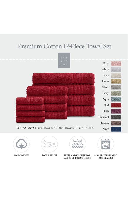 Ella Jayne Home Solid Cotton 12-piece Towel Set In Red
