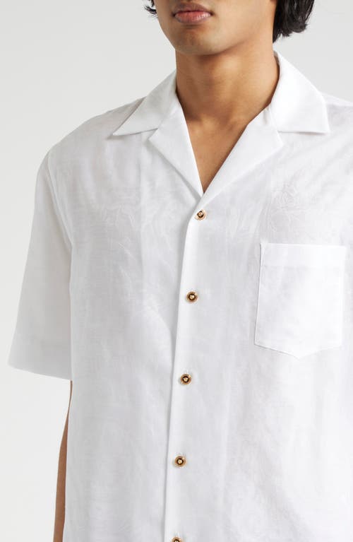 Shop Versace Barocco Jacquard Camp Shirt In Optical White