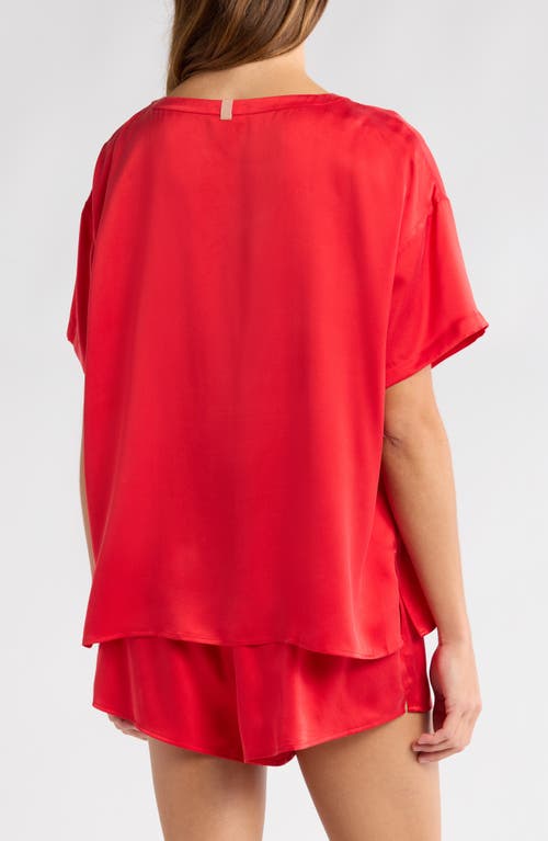 Lunya Washable Silk Tee Short Set In Carmine Red