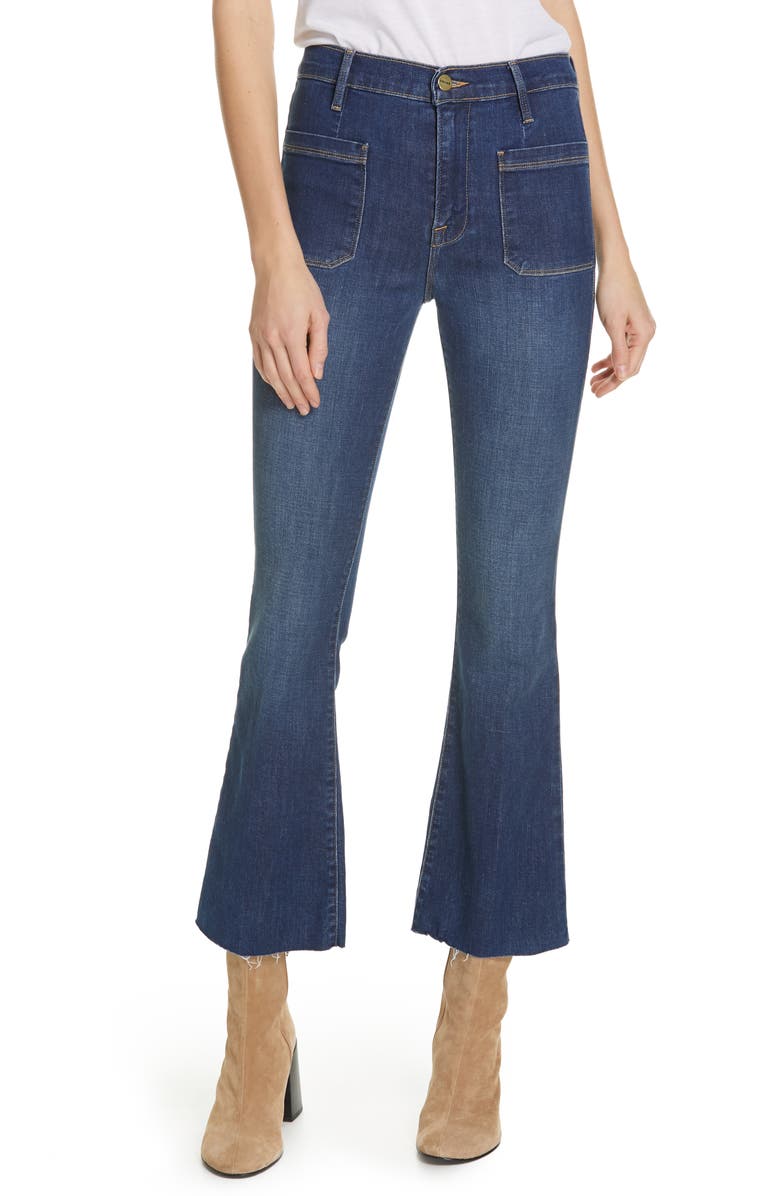 FRAME Le Bardot Patch Pocket Crop Flare Jeans (Menara) | Nordstrom