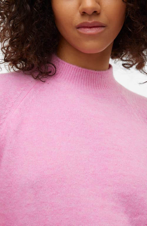 Shop Vero Moda Leaf Mock Neck Sweater In Fuchsia Pink Detail