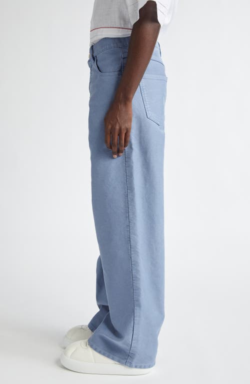 Shop Marni Cotton Wide Leg Pants In Sky/blue