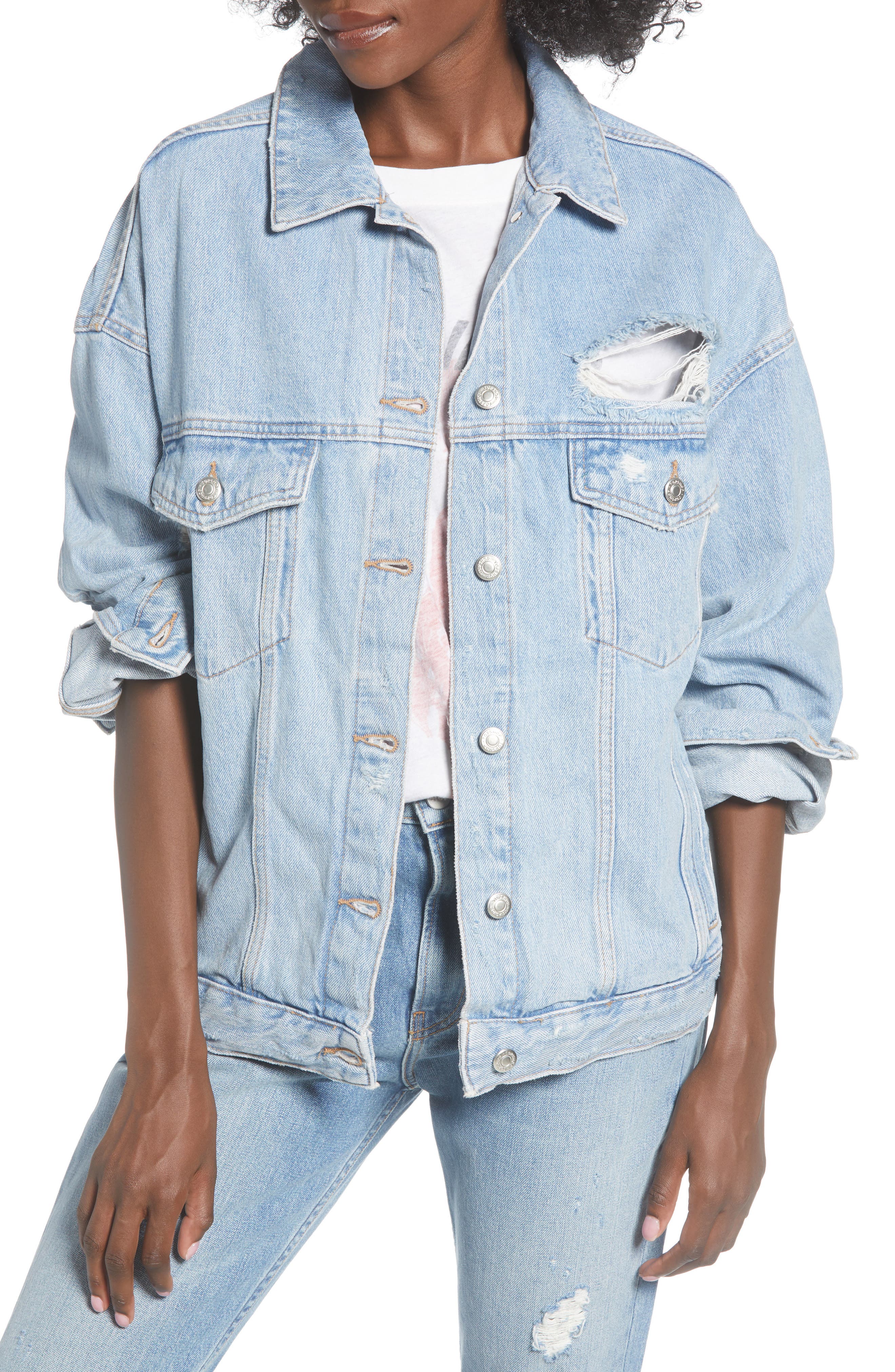 topshop elbow rip denim jacket