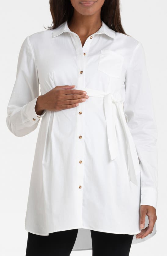 Shop Seraphine Maternity Button-up Tunic Shirt In White