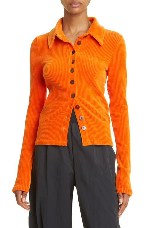 KkCo Scallop Button-Up Shirt in Carrot