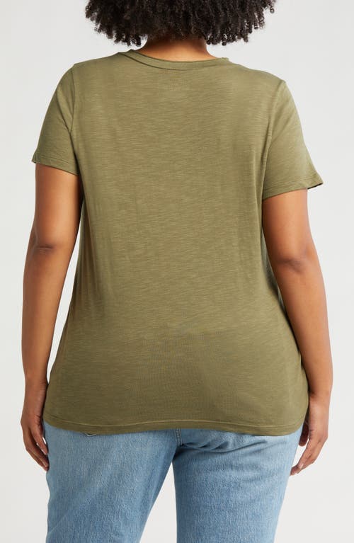 Shop Caslonr Caslon(r) Short Sleeve V-neck T-shirt In Olive Burnt