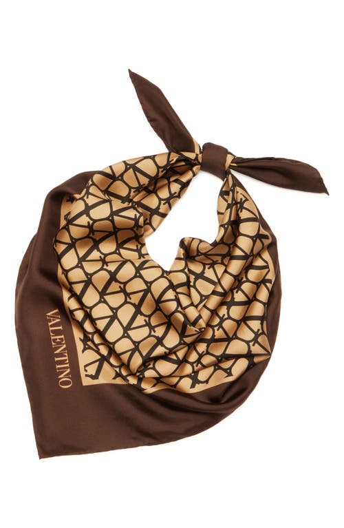 Shop Valentino Garavani Toile Iconographe Square Silk Scarf In Beige/nero/tabacco