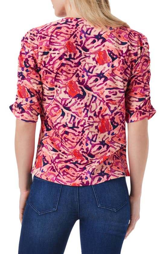 Shop Nzt By Nic+zoe Floral Ruched Sleeve Top In Pink Multi