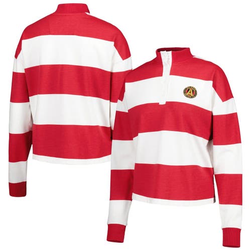 Women's Antigua White Atlanta United FC Radical Rugby Stripe Long Sleeve T-Shirt