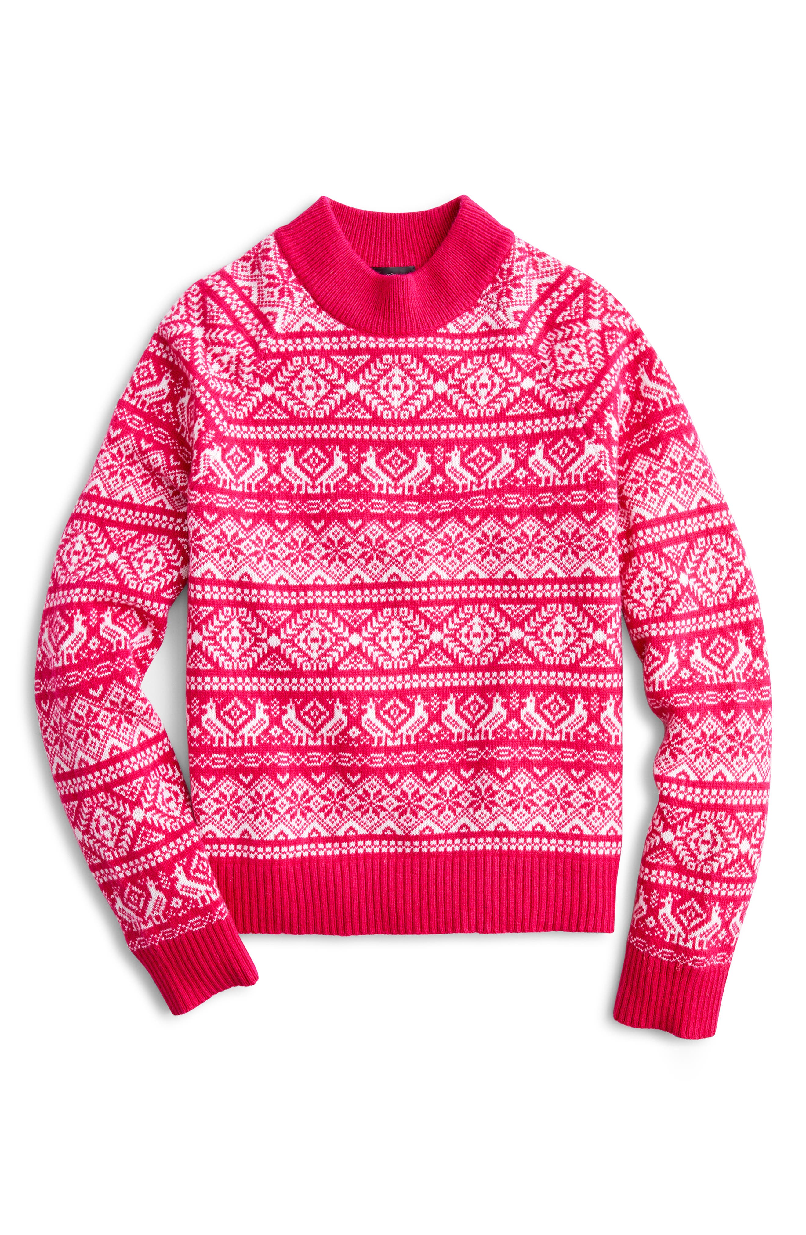 fair isle mock neck sweater