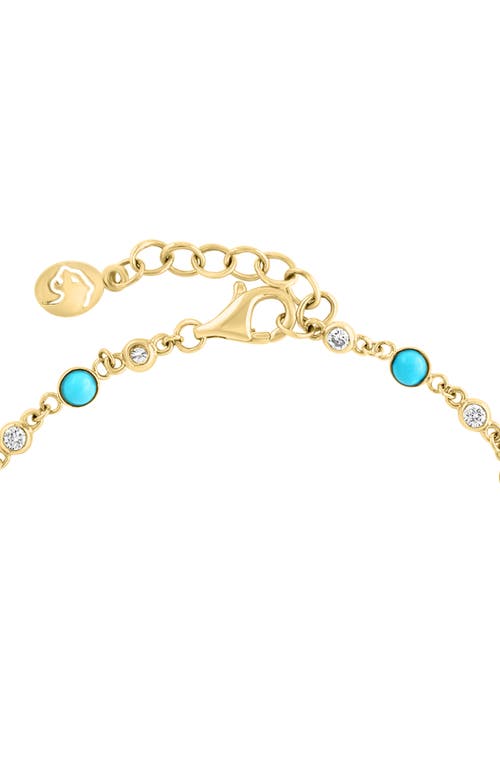 Shop Effy 14k Gold Diamond & Turquoise Chain Bracelet In Yellow Gold/blue