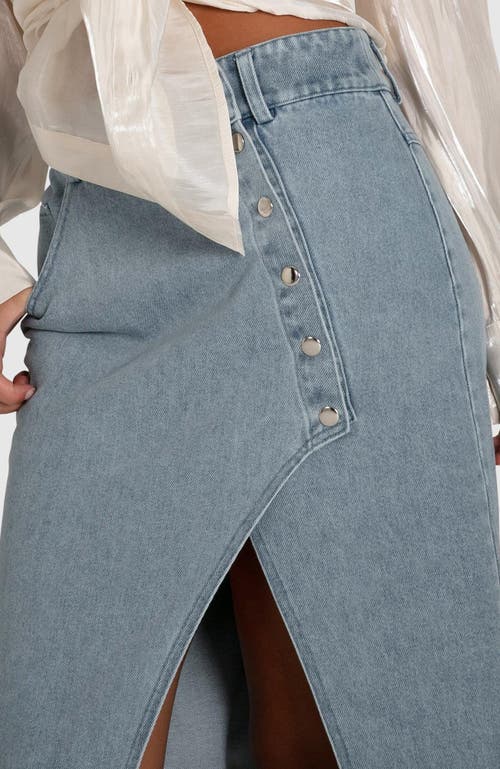 Belle & Bloom Can't Forget You Denim Midi Skirt In Stonewash