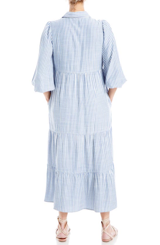 Max Studio Stripe Tiered Maxi Shirtdress In Denim/ Stripe