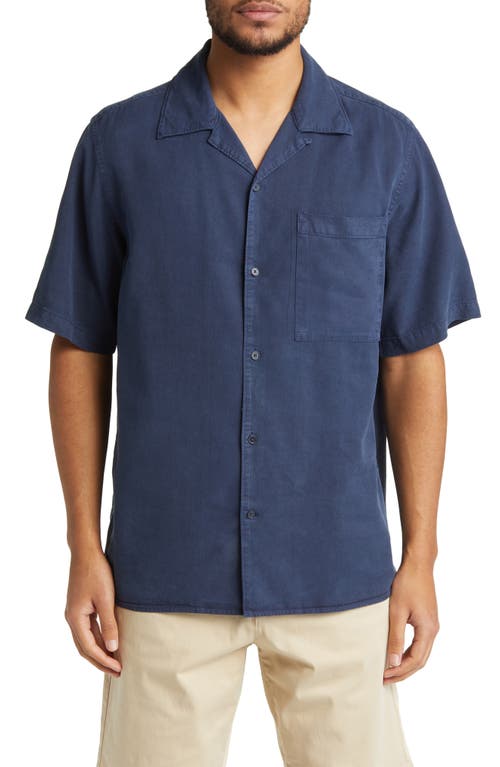 Shop Nn07 Julio 5029 Short Sleeve Lyocell & Linen Button-up Camp Shirt In Sargasso Sea