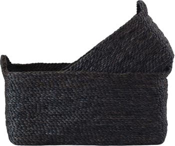 Will & Atlas Set of 2 Rectangular Jute Tray Baskets in Charcoal