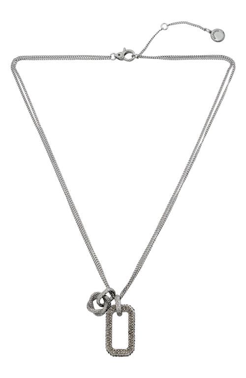 AllSaints Crystal Pavé Double Pendant Necklace in Black Diamond