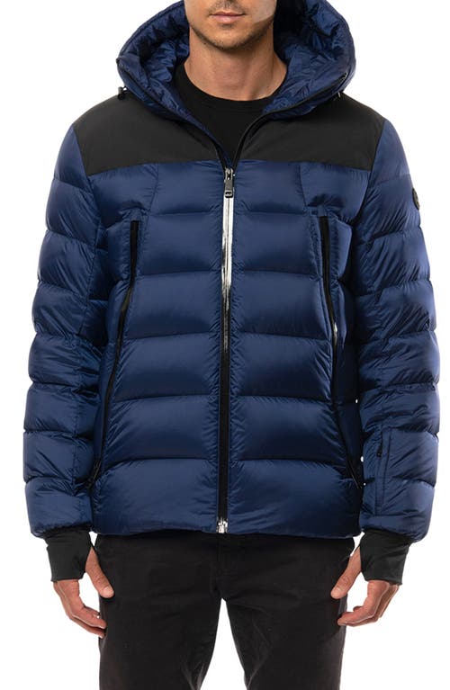 Recycled Down Puffer Coat in Deep Blue