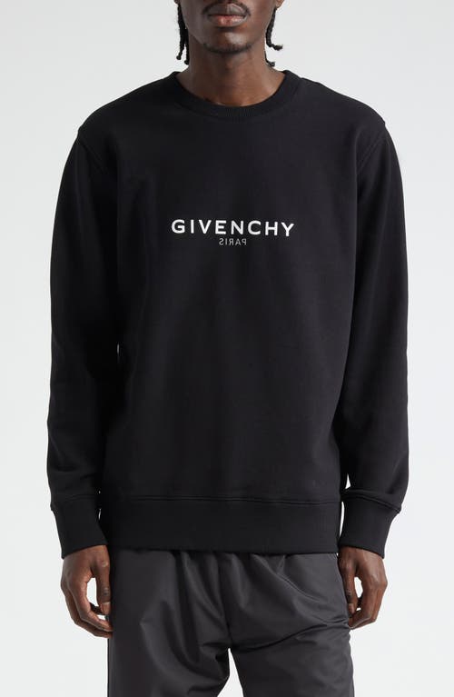 Givenchy Reverse Logo Cotton Crewneck Sweatshirt Black at Nordstrom,