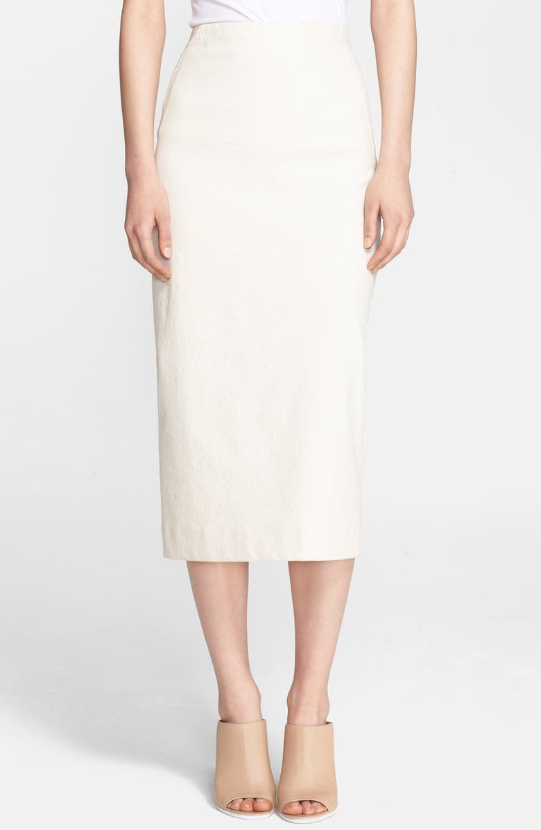 Donna Karan New York Linen Blend Canvas Midi Skirt | Nordstrom
