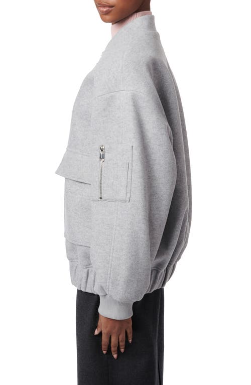 Shop Bernardo Oversize Felt Bomber Jacket In Heather Grey