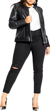 City Chic Ribbed Faux Leather Biker Jacket Nordstrom