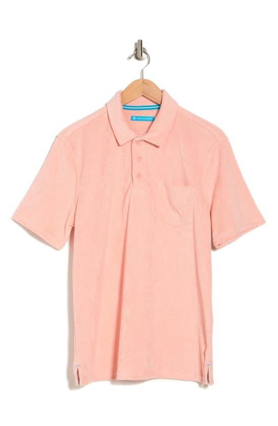 Shop Tori Richard Bungalow Cotton Blend Terry Polo Shirt In Melon